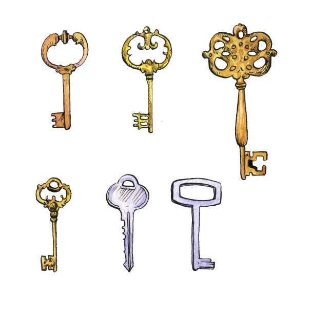 一组水彩键图片下载