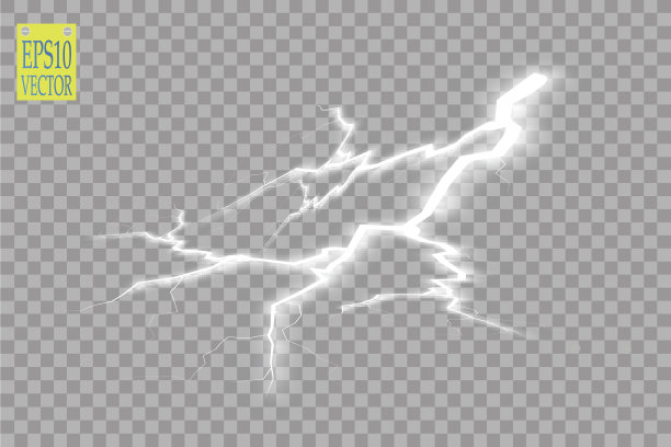 的闪电。雷暴和闪电。魔术和明亮的灯光效果图片下载