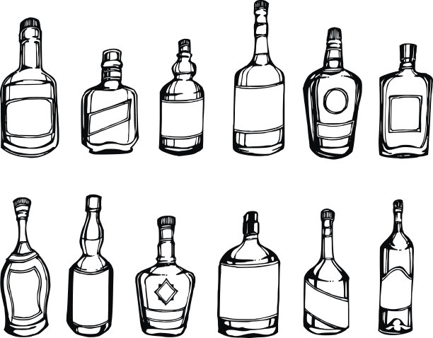 啤酒瓶涂鸦插图手绘素描线矢量eps10图片下载