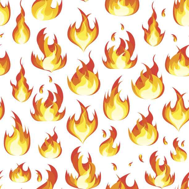卡通火焰火焰背景图案上的白色。向量图片下载