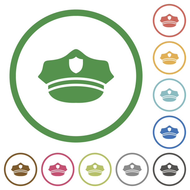 警察帽平面图标与轮廓图片下载