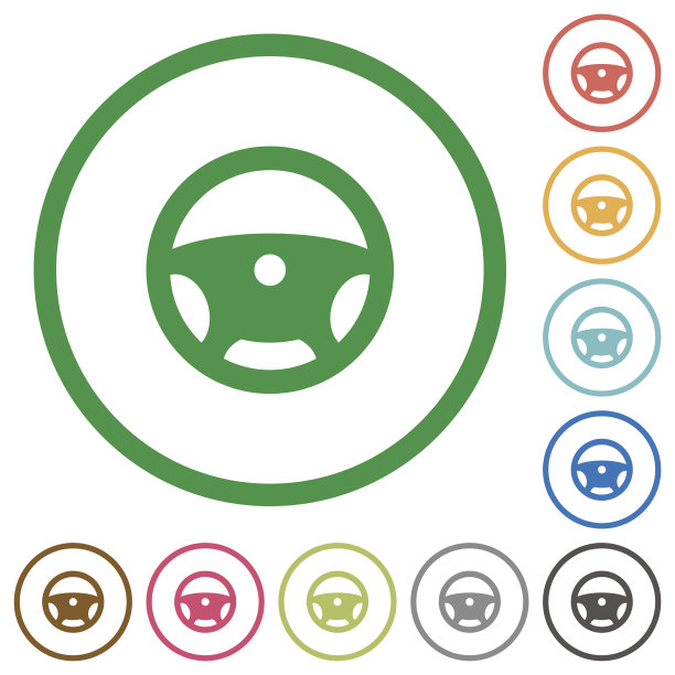 方向盘平面图标与轮廓图片下载