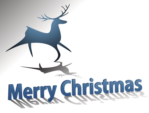 蓝色驯鹿的圣诞贺卡图片下载
