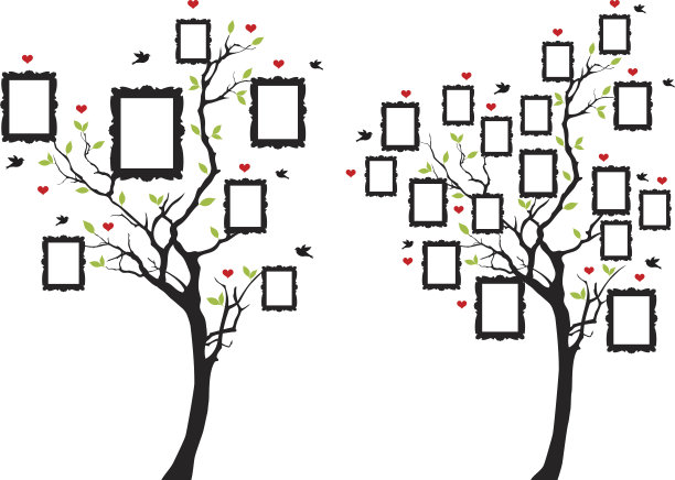 带相框的家庭树，矢量图片下载