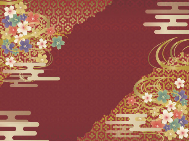 赤と金の和柄の背景素材图片