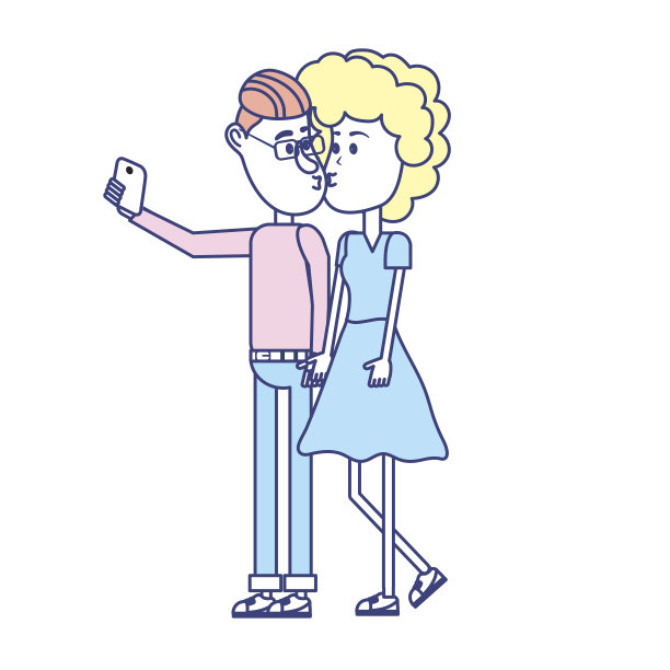 情侣接吻和用智能手机自拍图片下载