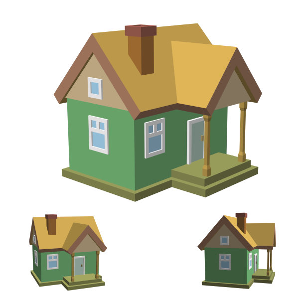 房子模型集。孤立在白色背景上。3 d矢量插图。图片下载