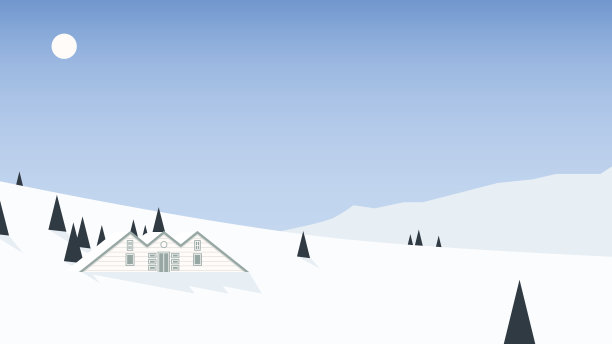 小木屋位于山上，冬季风景优美图片下载