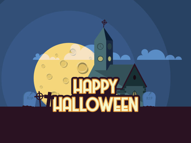 扁平风格矢量插图的快乐万圣节背景。图片下载