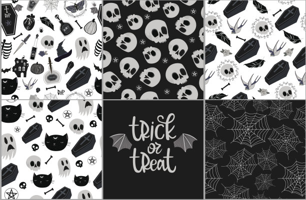 一套无缝模式的万圣节图片下载