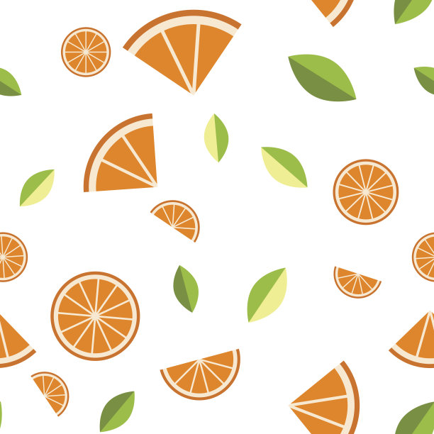 橙色，柠檬白色背景。无缝模式。矢量插图。图片下载
