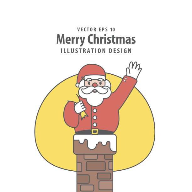圣诞老人在白色背景上的烟囱插图矢量。圣诞快乐的概念。图片下载