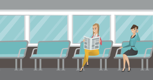 乘坐公共交通工具的白人女性图片下载