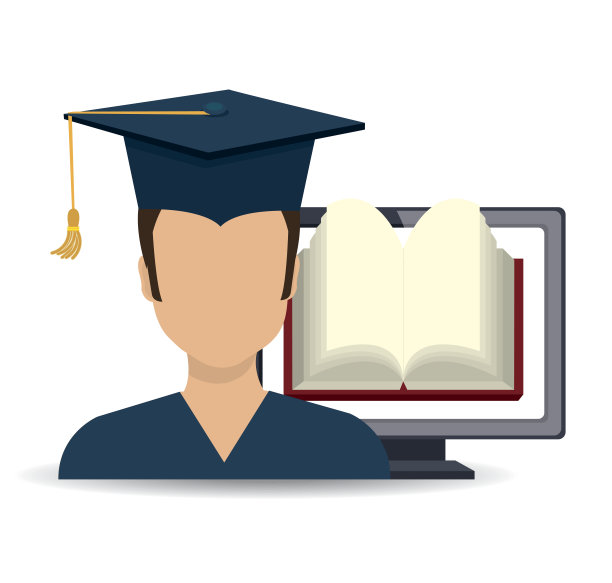 卡通学在线电子书设计孤立图片下载