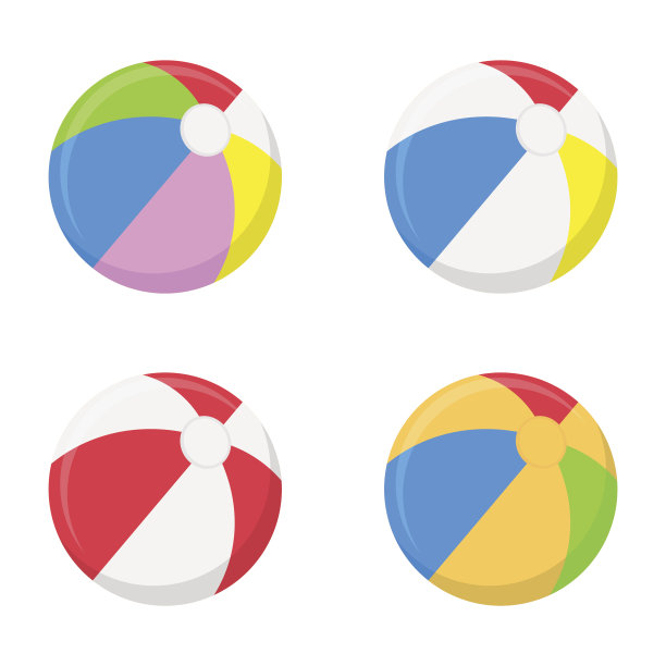 一个选择沙滩球在多颜色孤立在白色背景。矢量插图。图片下载