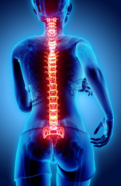 3d插图-女人跑步姿势脊柱。图片下载