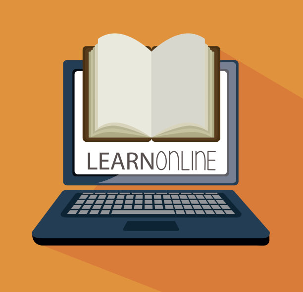 卡通学在线电子书设计孤立素材图片