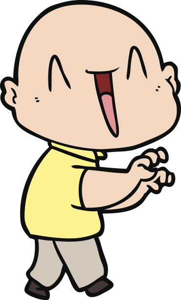 快乐的卡通秃头男人图片下载