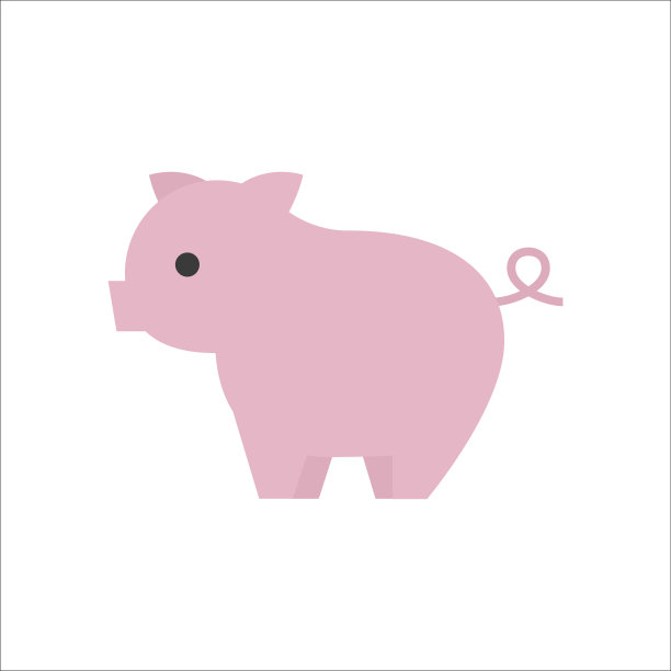 猪图标侧视图，平面设计矢量素材图片