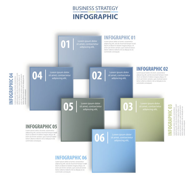 商业信息图设计模板蓝灰色色调图片下载