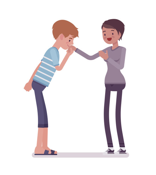 青年男女手吻手势图片下载