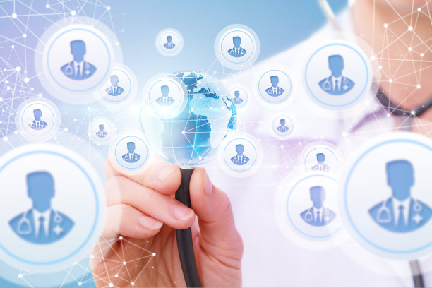 医生和地球的背景上的医生的图标。图片下载