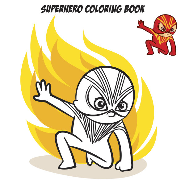 超级英雄色彩的书。漫画人物孤立在白色背景上图片下载