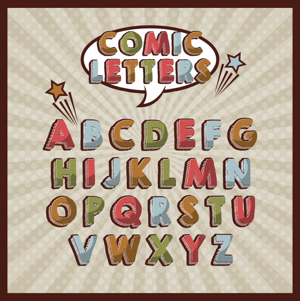 漫画字体、字母、流行艺术图片下载