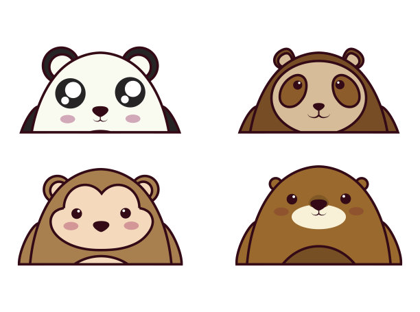 卡哇伊的动物图标素材图片