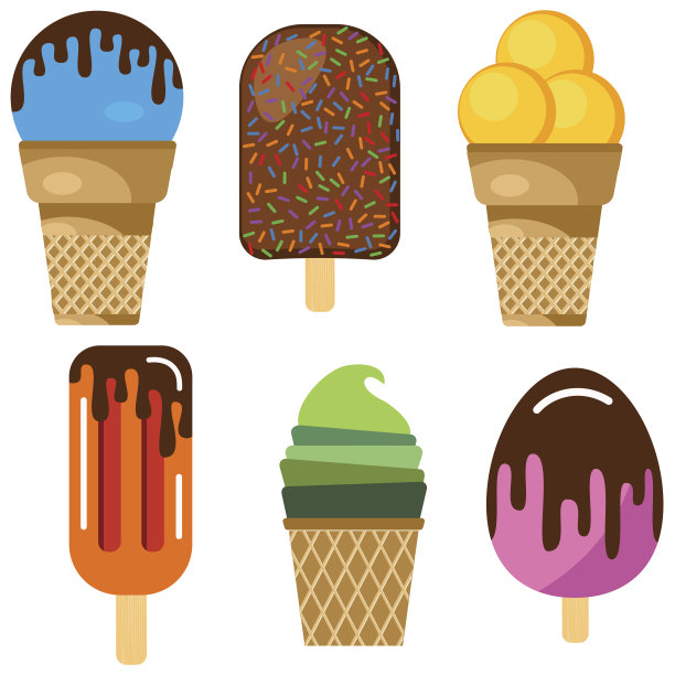 一套彩色的巧克力冰淇淋图片下载