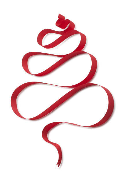 用红色丝带包装的圣诞标志图片下载