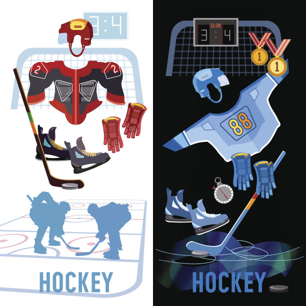 曲棍球旗帜。世界冰球锦标赛上，选手射击冰球和攻击，标志和符号元素的职业冰球图片下载