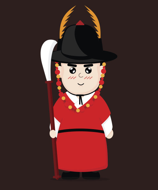 传统韩国守卫矢量卡通设计。图片下载