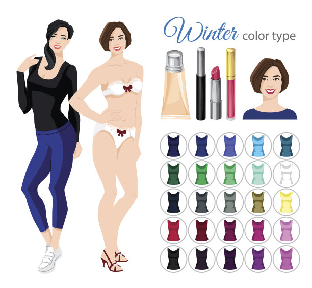 冬季类型的季节性调色板图片下载