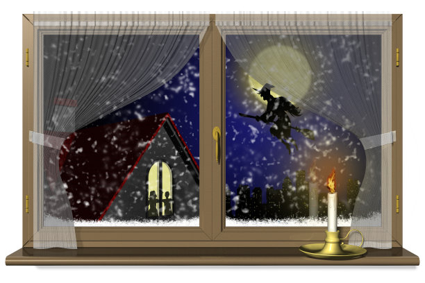 万圣节窗上的烛台图片下载