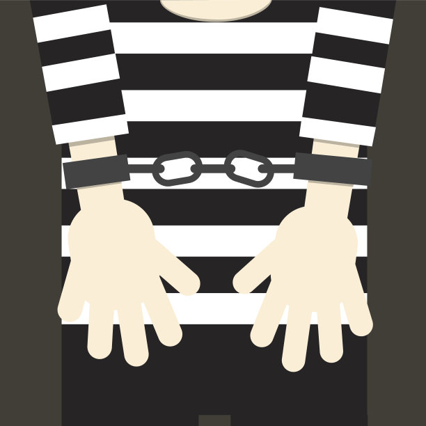 手戴手铐孤立，偶像。监狱里的犯人。矢量插图平面设计。图片下载