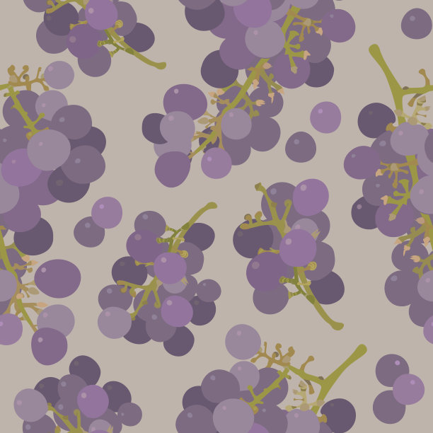 无缝图案与紫葡萄在米色背景图片下载