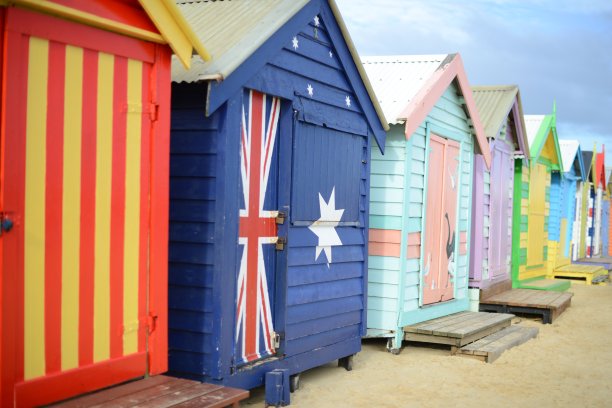 澳大利亚的木制海滩小屋图片下载