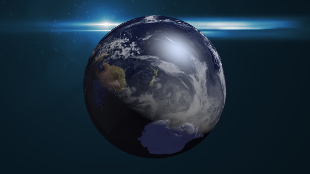 抽象的空间背景与地球和耀斑图片下载