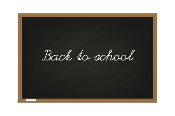 矢量黑色粉笔板与木制框架和信息回学校孤立的白色背景图片下载