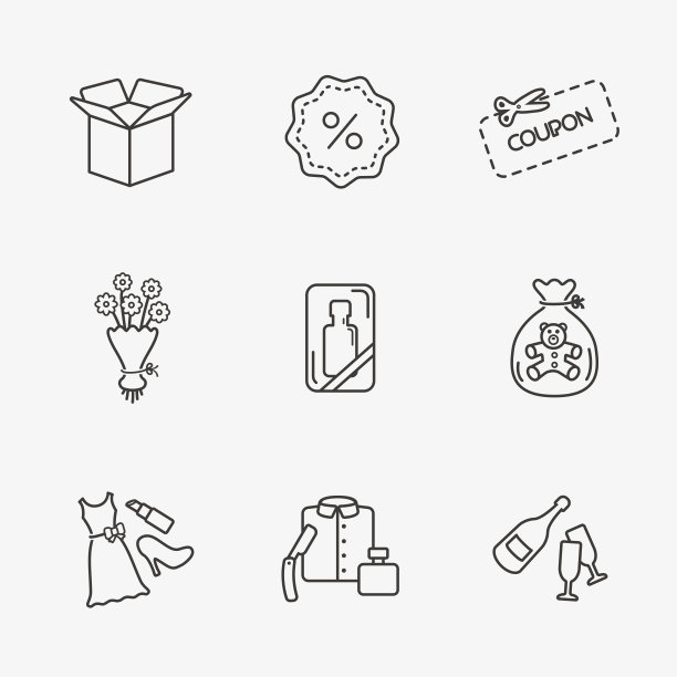 礼品平面轮廓店的图标设置图片下载