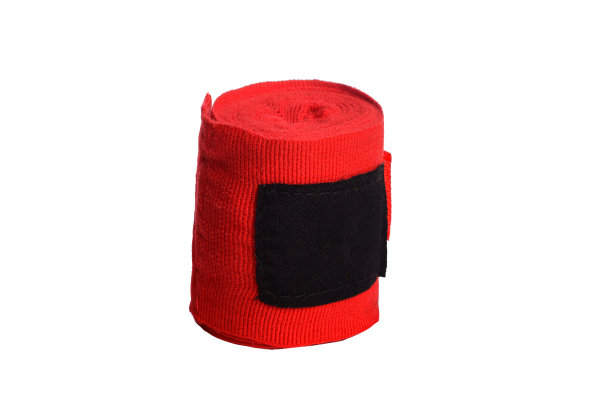 近距离图像的红色拳击手绷带孤立的白色背景图片下载