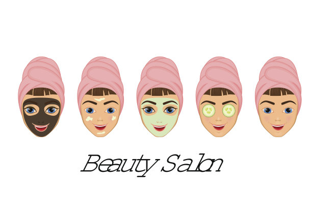 女孩用各种行动呵护和保护自己的脸，面部、治疗、美容、健康、卫生、生活方式、套、裹、黑面膜、黄瓜图片下载