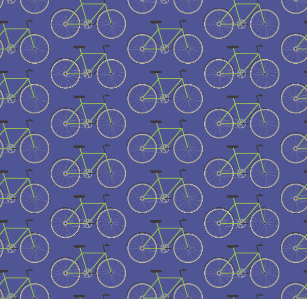 无缝图案绿色自行车图片下载