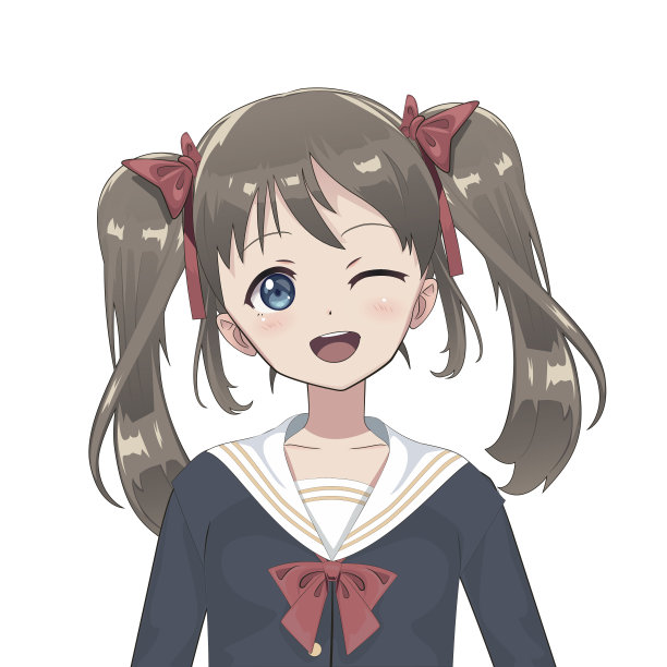 动漫女生。日本古典风格的卡通人物。漫画《阿凡达》。素材图片