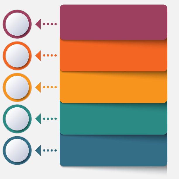 模板信息图表彩色条为5个位置图片下载