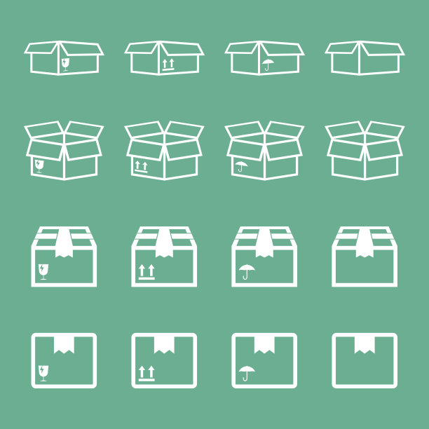 包装盒图标集。平面装运包简单的矢量插图。图片下载