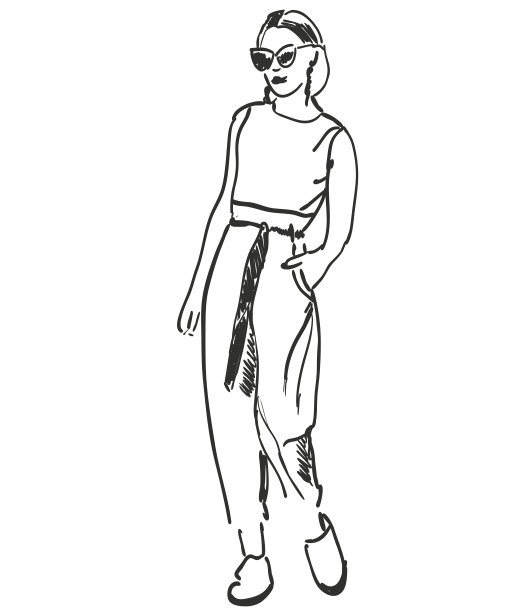 美丽的年轻女孩的设计模型。时尚，风格，美丽。图形，素描。图片下载