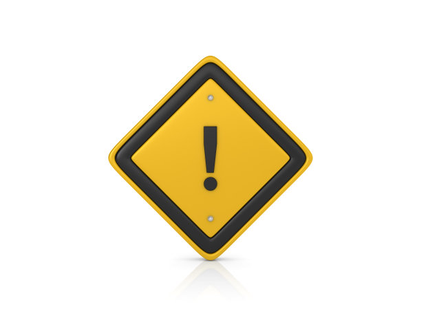 感叹号概念路标- 3D渲染素材图片