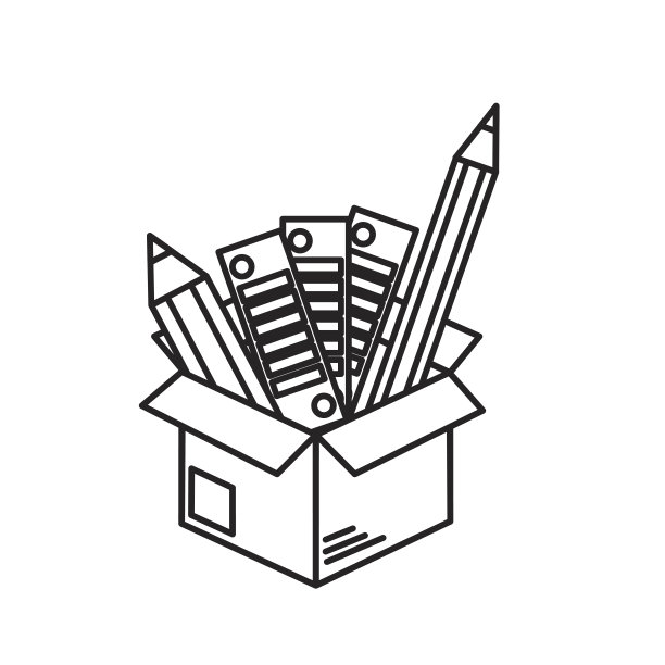 线盒里面有铅笔和调色板图片下载